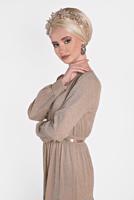 Tesettür giyim PUDRA ALVİNA DEGRADE GEÇİŞLİ SİMLİ ABİYE ELBİSE 5622