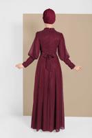 Hijab clothing CLARET RED EMBROIDERED ABAYA 5710 