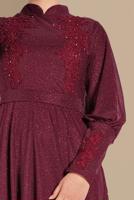 Hijab clothing CLARET RED EMBROIDERED ABAYA 5710 