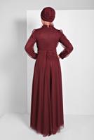 Hijab clothing CLARET RED TULLE NIGHT DRESS  5910 