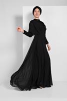 Tesettür giyim SİYAH PULLU ŞİFON ABİYE ELBİSE 6710