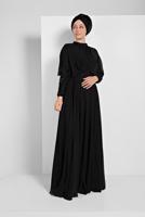 Tesettür giyim SİYAH PULLU ŞİFON ABİYE ELBİSE 6710