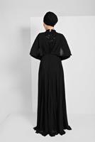 Tesettür giyim SİYAH PULLU ŞİFON ABİYE ELBİSE 6710