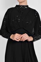 Tesettür giyim SİYAH PULLU ŞİFON ABİYE ELBİSE 6710