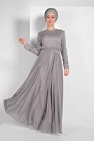 Hijab clothing GREY SPARKLY ABAYA 7710
