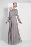 Hijab clothing GREY SPARKLY ABAYA 7710