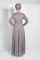 Hijab clothing GREY SPARKLY ABAYA 7710