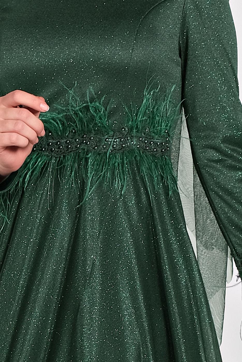 Vêtements hijab VERT ROBE DE SOIRÉE EN BRILLANTE 7710