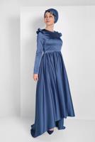 Hijab clothing NAVY BLUE RUFFLED DRESS 9750