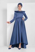 Hijab clothing NAVY BLUE RUFFLED DRESS 9750