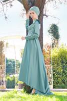 Hijab clothing GREEN RUFFLED DRESS 9750