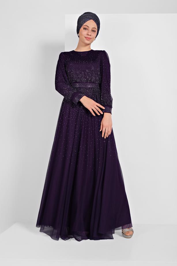 Vêtements hijab  SEQUINNED SPARKLY NIGHTDRESS 9810 - TRENDTESETTÜR