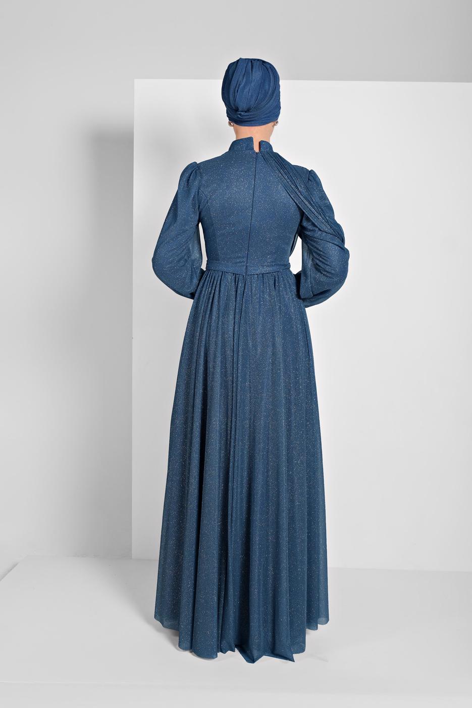 Hijab clothing NAVY BLUE PLEATED-SKIRT NIGHTDRESS 9910