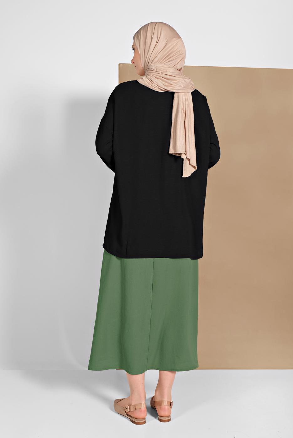 Vêtements hijab NOIR BLOUSE À FLUIDE 80001 