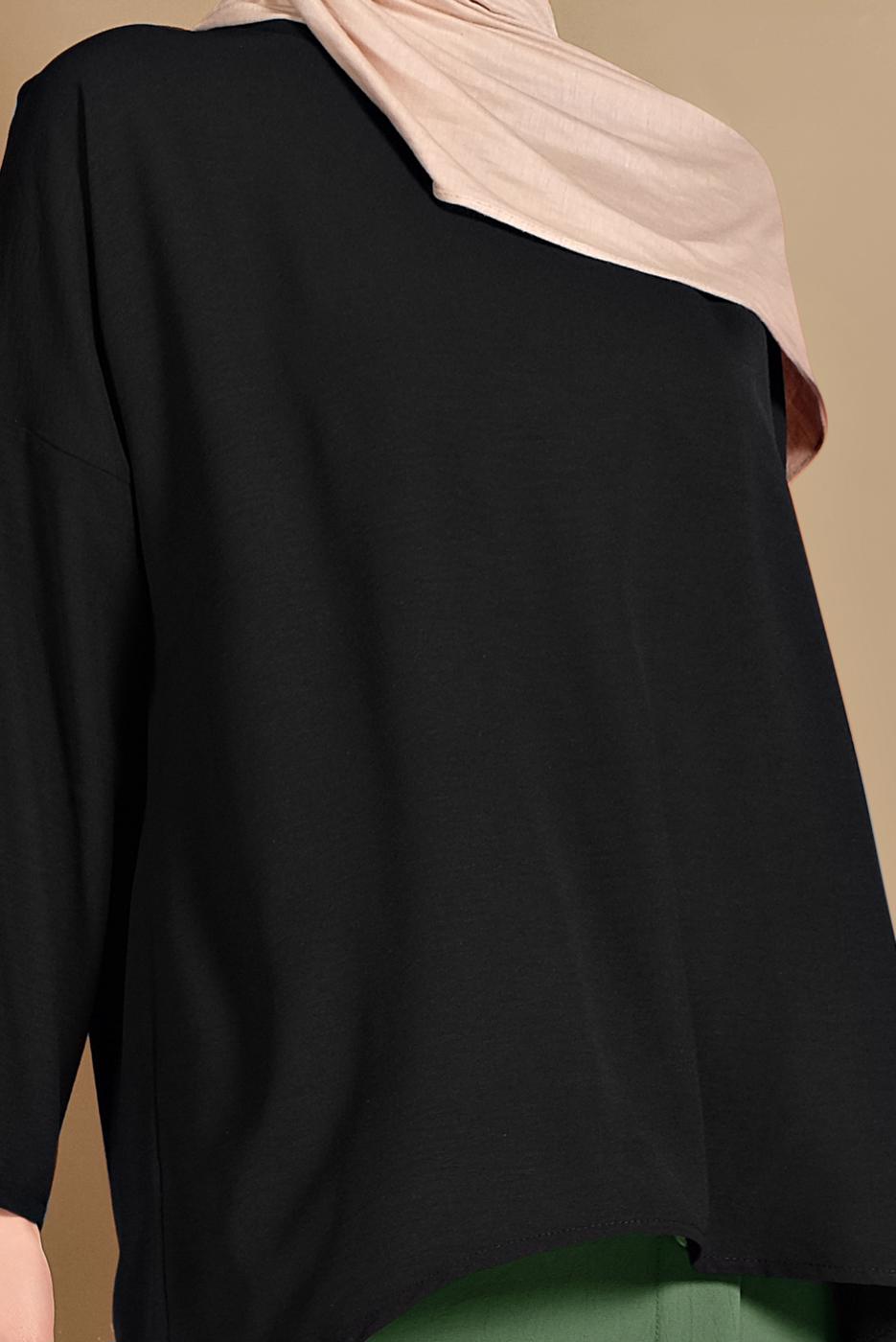 Vêtements hijab NOIR BLOUSE À FLUIDE 80001 