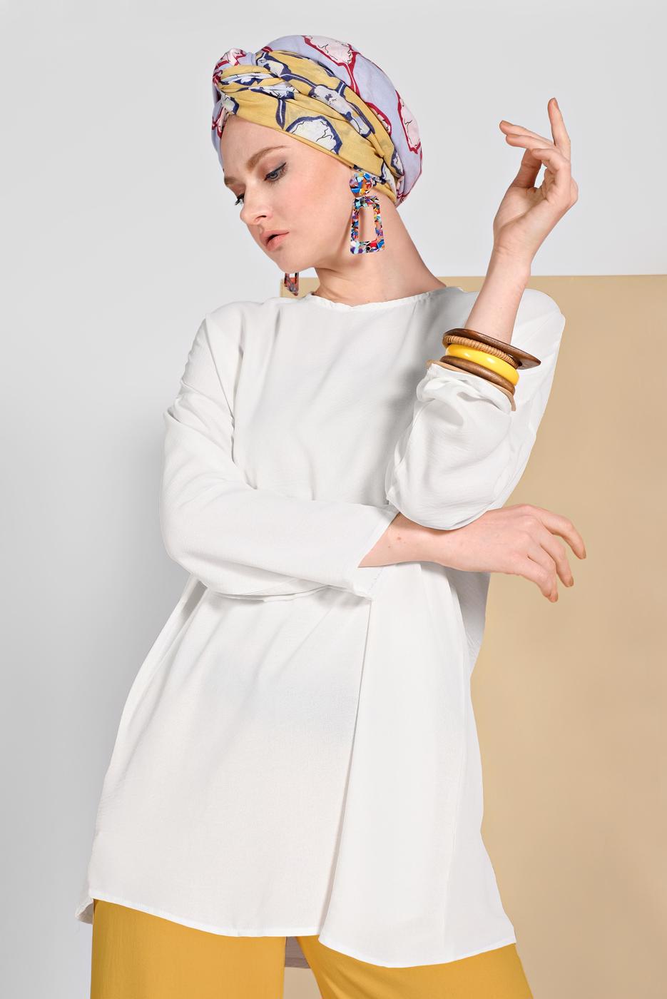 Tesettür giyim KREM SALAŞ BLUZ 80001