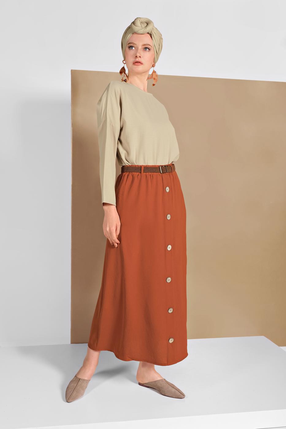 Tesettür giyim BEJ SALAŞ BLUZ 80001