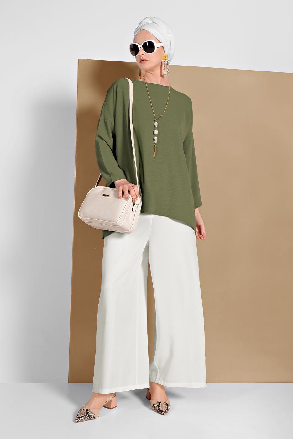 Tesettür giyim HAKİ SALAŞ BLUZ 80001