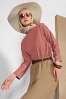 Tesettür giyim KAHVE SALAŞ BLUZ 80001