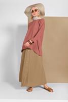 Tesettür giyim KAHVE SALAŞ BLUZ 80001