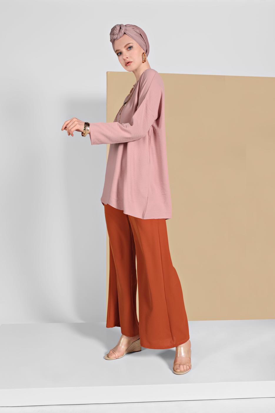 Tesettür giyim PUDRA SALAŞ BLUZ 80001
