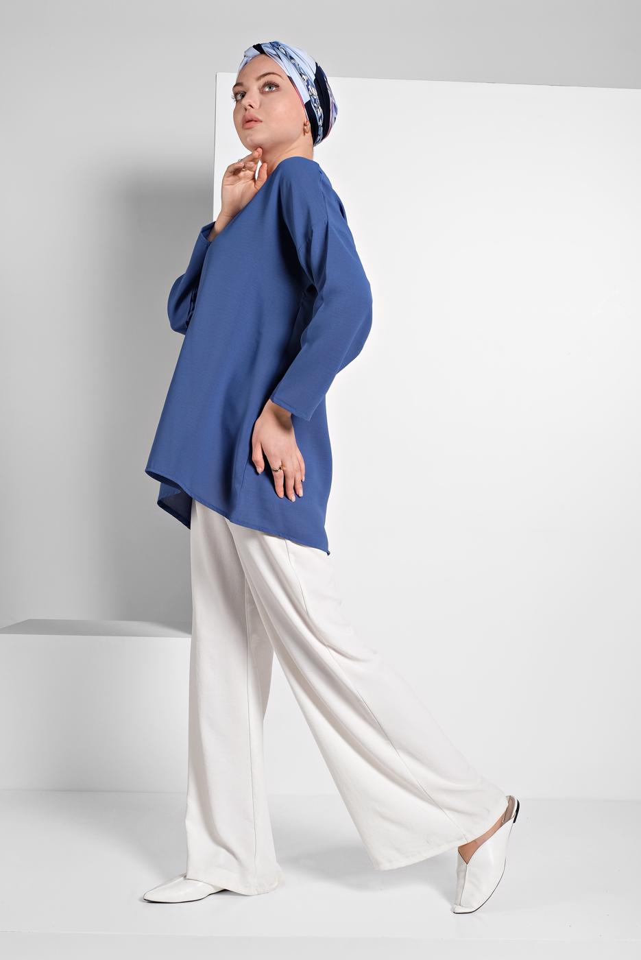 Tesettür giyim LACİVERT SALAŞ BLUZ 80001