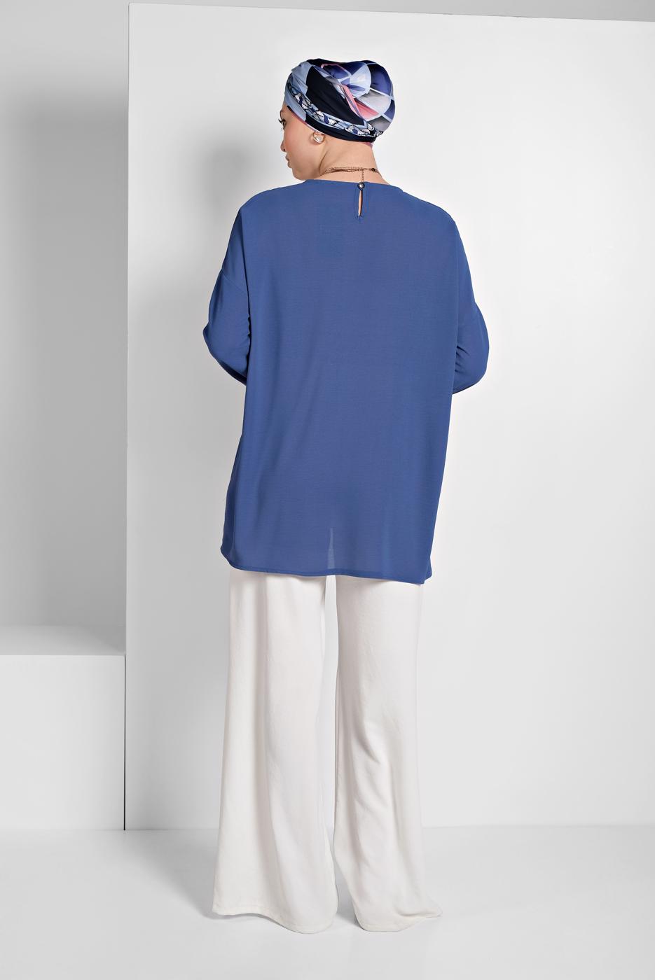 Tesettür giyim LACİVERT SALAŞ BLUZ 80001