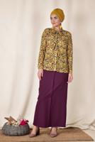 Tesettür giyim SARI ALVİNA MİX DESENLİ FİYONK YAKA BLUZ 4083