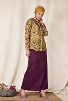 Tesettür giyim SARI ALVİNA MİX DESENLİ FİYONK YAKA BLUZ 4083