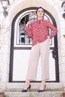Hijab clothing CORAL ALVINA MIXED PATTERN BOW-NECK BLOUSE 4083
