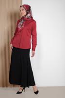 Tesettür giyim BORDO ALVİNA GİZLİ DÜĞMELİ KLASİK BLUZ 4093