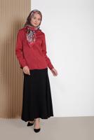 Tesettür giyim BORDO ALVİNA GİZLİ DÜĞMELİ KLASİK BLUZ 4093