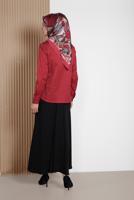 Tesettür giyim BORDO ALVİNA GİZLİ DÜĞMELİ KLASİK BLUZ 4093