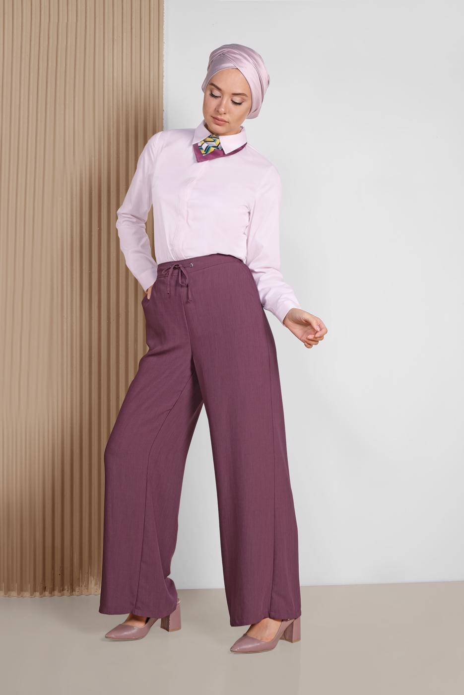 Tesettür giyim PEMBE ALVİNA GİZLİ DÜĞMELİ KLASİK BLUZ 4093