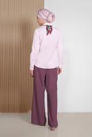 Tesettür giyim PEMBE ALVİNA GİZLİ DÜĞMELİ KLASİK BLUZ 4093