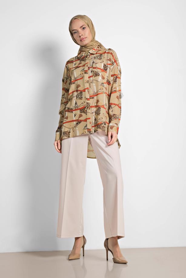 Hijab clothing BROWN ALVINA FLOUNCE BLOUSE 4116  - TRENDTESETTÜR