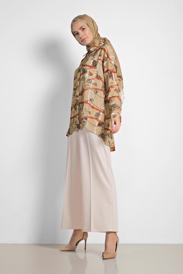 Hijab clothing BROWN ALVINA FLOUNCE BLOUSE 4116  - TRENDTESETTÜR