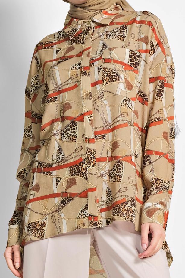 Hijab clothing BROWN ALVINA FLOUNCE BLOUSE 4116  - TRENDTESETTÜR