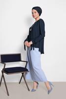 Tesettür giyim LACİVERT ALVİNA KOL KISMI BAĞCIKLI BLUZ 4190