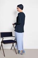 Tesettür giyim LACİVERT ALVİNA KOL KISMI BAĞCIKLI BLUZ 4190