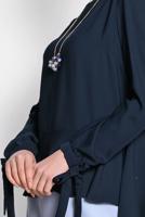 Tesettür giyim LACİVERT ALVİNA KOL KISMI BAĞCIKLI BLUZ 4190