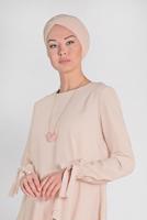 Tesettür giyim BEJ ALVİNA KOL KISMI BAĞCIKLI BLUZ 4190