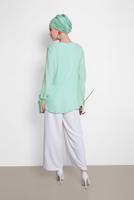 Tesettür giyim YEŞİL ALVİNA KOL KISMI BAĞCIKLI BLUZ 4190