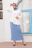 Hijab clothing CREAM ALVINA FLOUNCED-HEM BLOUSE 4234 