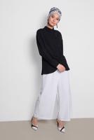 Tesettür giyim SİYAH ALVİNA ÖNDEN BÜZGÜLÜ BLUZ 4281