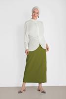 Tesettür giyim KREM ALVİNA ÖNDEN BÜZGÜLÜ BLUZ 4281