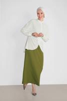 Tesettür giyim KREM ALVİNA ÖNDEN BÜZGÜLÜ BLUZ 4281