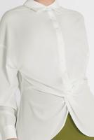 Tesettür giyim KREM ALVİNA ÖNDEN BÜZGÜLÜ BLUZ 4281