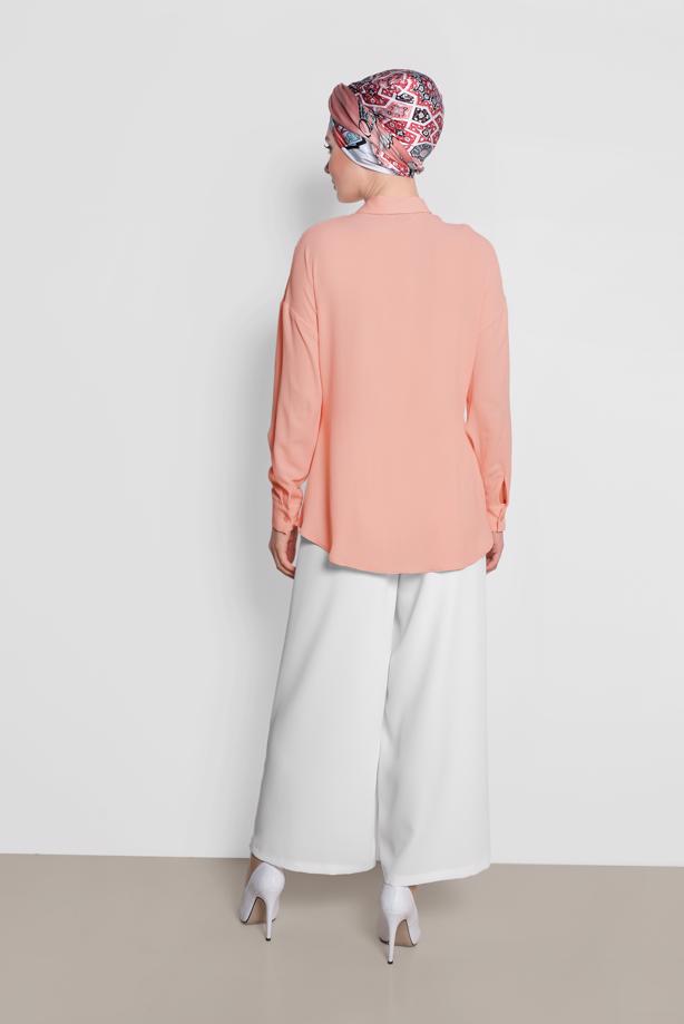 Hijab clothing POWDER SMOCKED BLOUSE 4281  - TRENDTESETTÜR
