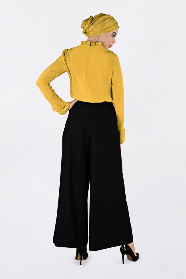 Hijab clothing ORANGE ALVINA EMBROIDERED RUFFLED COLLAR BLOUSE T 4336   - TRENDTESETTÜR